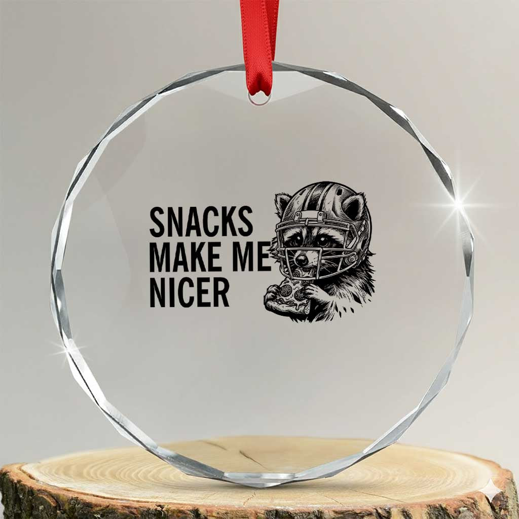 Funny Raccoon Eating Pizza Crystal Glass Ornament Snacks Make Me Nicer TS14 Transparent Glass 3'' Circle Print Your Wear