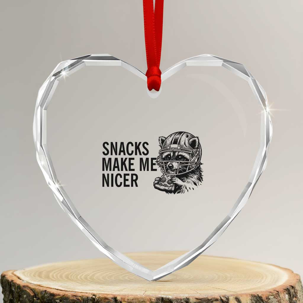 Funny Raccoon Eating Pizza Heart Crystal Glass Ornament Snacks Make Me Nicer TS14 Transparent Glass 3'' Heart Print Your Wear