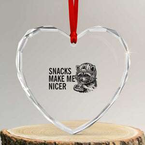 Funny Raccoon Eating Pizza Heart Crystal Glass Ornament Snacks Make Me Nicer TS14 Transparent Glass 3'' Heart Print Your Wear