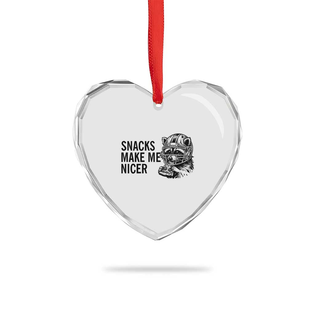 Funny Raccoon Eating Pizza Heart Crystal Glass Ornament Snacks Make Me Nicer TS14 Print Your Wear