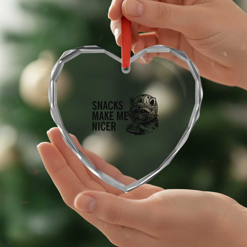 Funny Raccoon Eating Pizza Heart Crystal Glass Ornament Snacks Make Me Nicer TS14 Print Your Wear