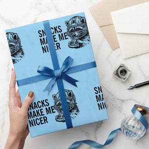 Funny Raccoon Eating Pizza Wrapping Paper Roll Snacks Make Me Nicer TS14 Light Blue Print Your Wear