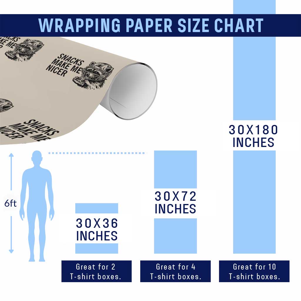 Funny Raccoon Eating Pizza Wrapping Paper Roll Snacks Make Me Nicer TS14 Print Your Wear