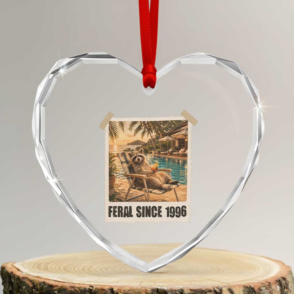 Funny Raccoon Feral Since 1996 30th Birthday Heart Crystal Glass Ornament Vintage 30 Year Old Gift TS10 Transparent Glass 3'' Heart Print Your Wear