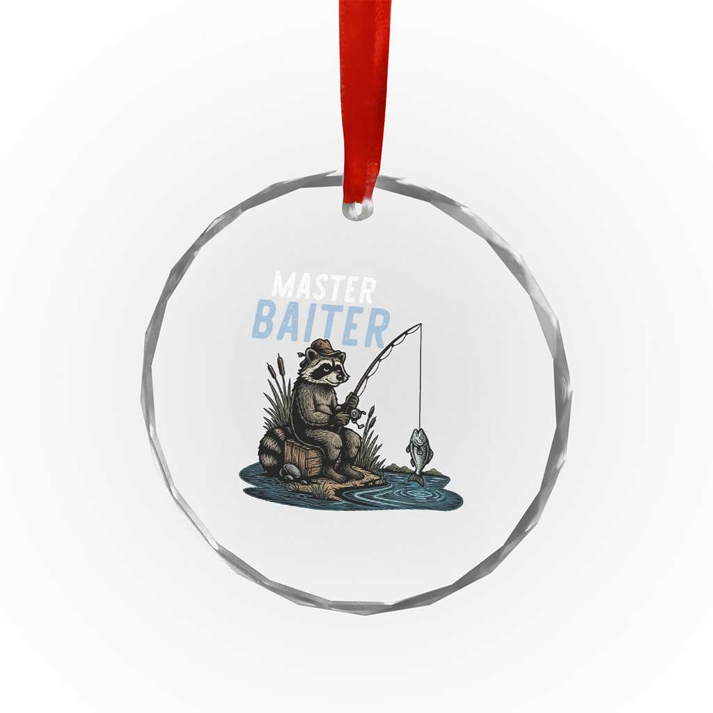 Funny Raccoon Fishing Crystal Glass Ornament Master Baiter Fisherman TS14 Print Your Wear