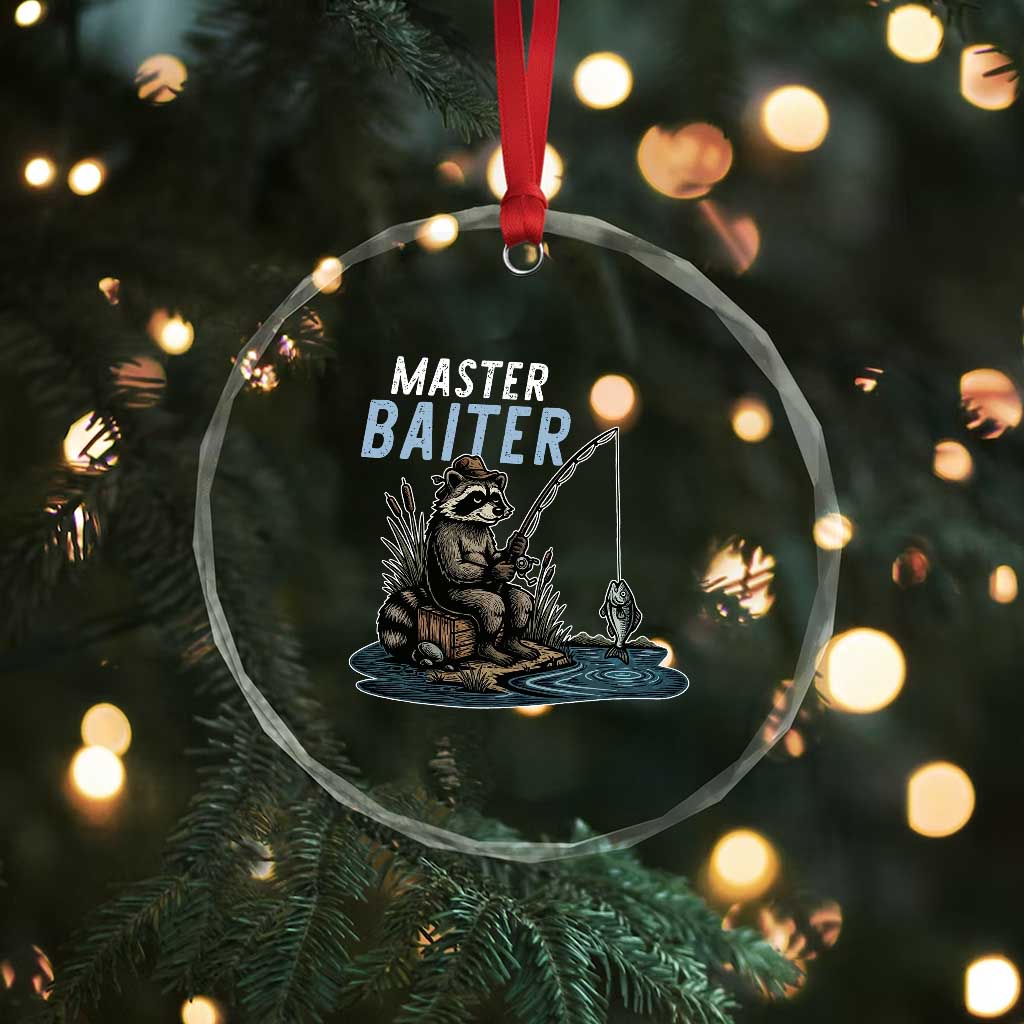 Funny Raccoon Fishing Crystal Glass Ornament Master Baiter Fisherman TS14 Print Your Wear