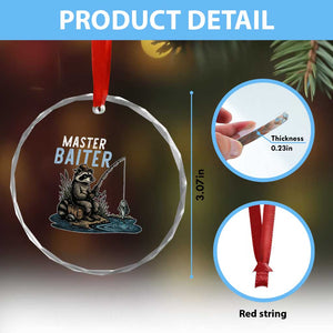 Funny Raccoon Fishing Crystal Glass Ornament Master Baiter Fisherman TS14 Print Your Wear
