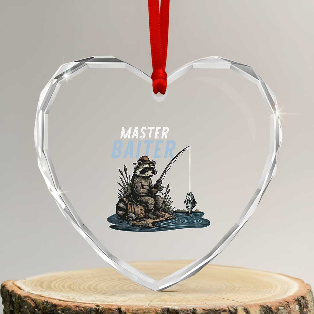 Funny Raccoon Fishing Heart Crystal Glass Ornament Master Baiter Fisherman TS14 Transparent Glass 3'' Heart Print Your Wear