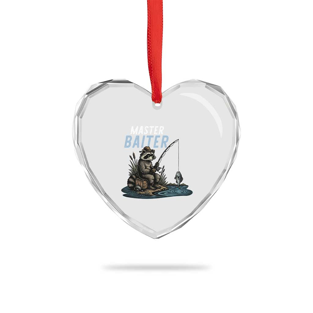 Funny Raccoon Fishing Heart Crystal Glass Ornament Master Baiter Fisherman TS14 Print Your Wear