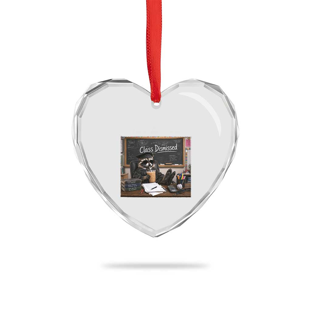 Funny Raccoon Graduation Heart Crystal Glass Ornament I Live Here Now