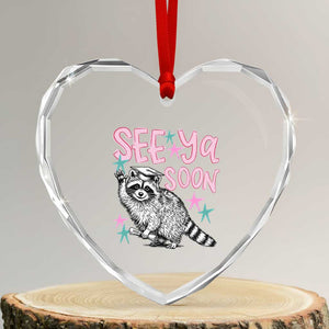 Funny Raccoon Graduation Heart Crystal Glass Ornament Senior Grad 2026 See Ya Soon TS14 Transparent Glass 3'' Heart Print Your Wear