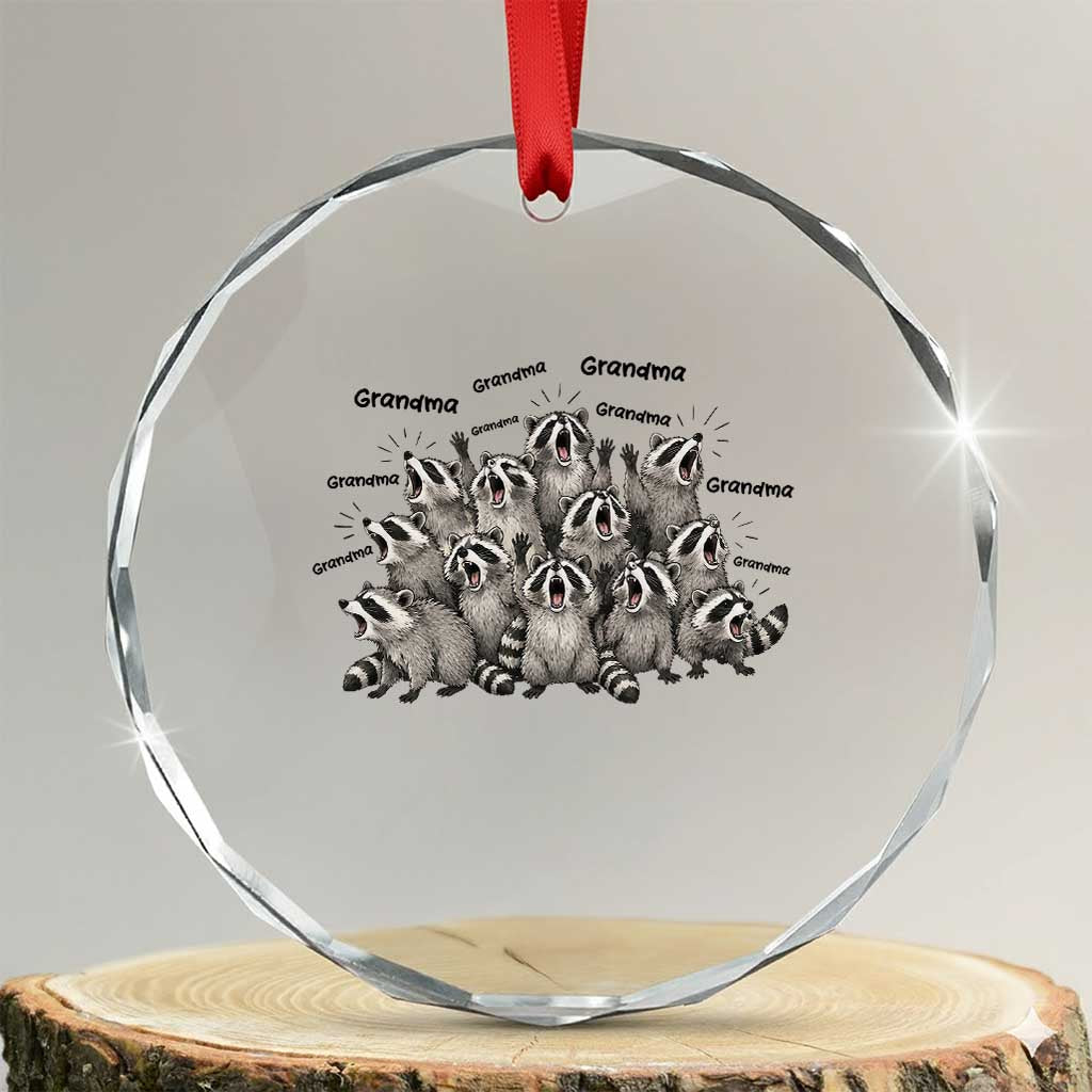 Funny Raccoon Grandma Crystal Glass Ornament Grandmother Chaos Trash Panda TS12 Transparent Glass 3'' Circle Print Your Wear