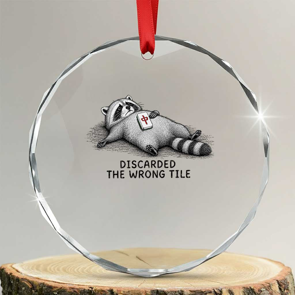Funny Raccoon Mahjong Lovers Crystal Glass Ornament Discarded The Wrong Tile