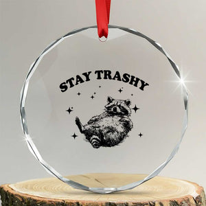 Funny Raccoon Meme Crystal Glass Ornament Stay Trashy TS14 Transparent Glass 3'' Circle Print Your Wear