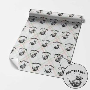 Funny Raccoon Meme Wrapping Paper Roll Stay Trashy TS14 Christmas Plaid Print Your Wear