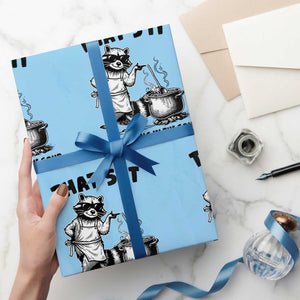 Funny Raccoon Meme Wrapping Paper Roll That Is It You Are Going In The Soup TS14 Light Blue Print Your Wear