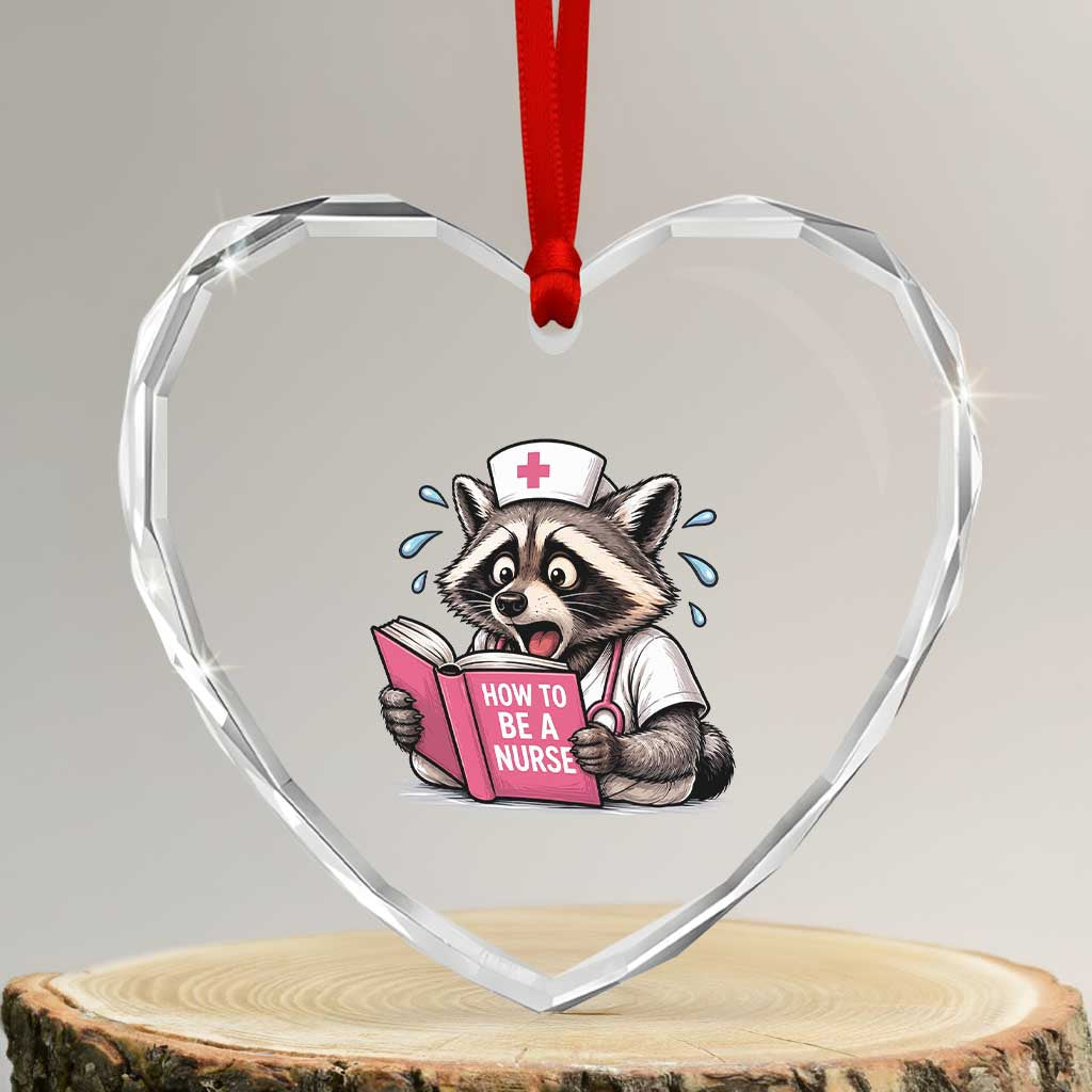 Funny Raccoon Nursing Student Healthcare Gift Heart Crystal Glass Ornament TS12 Transparent Glass 3'' Heart Print Your Wear