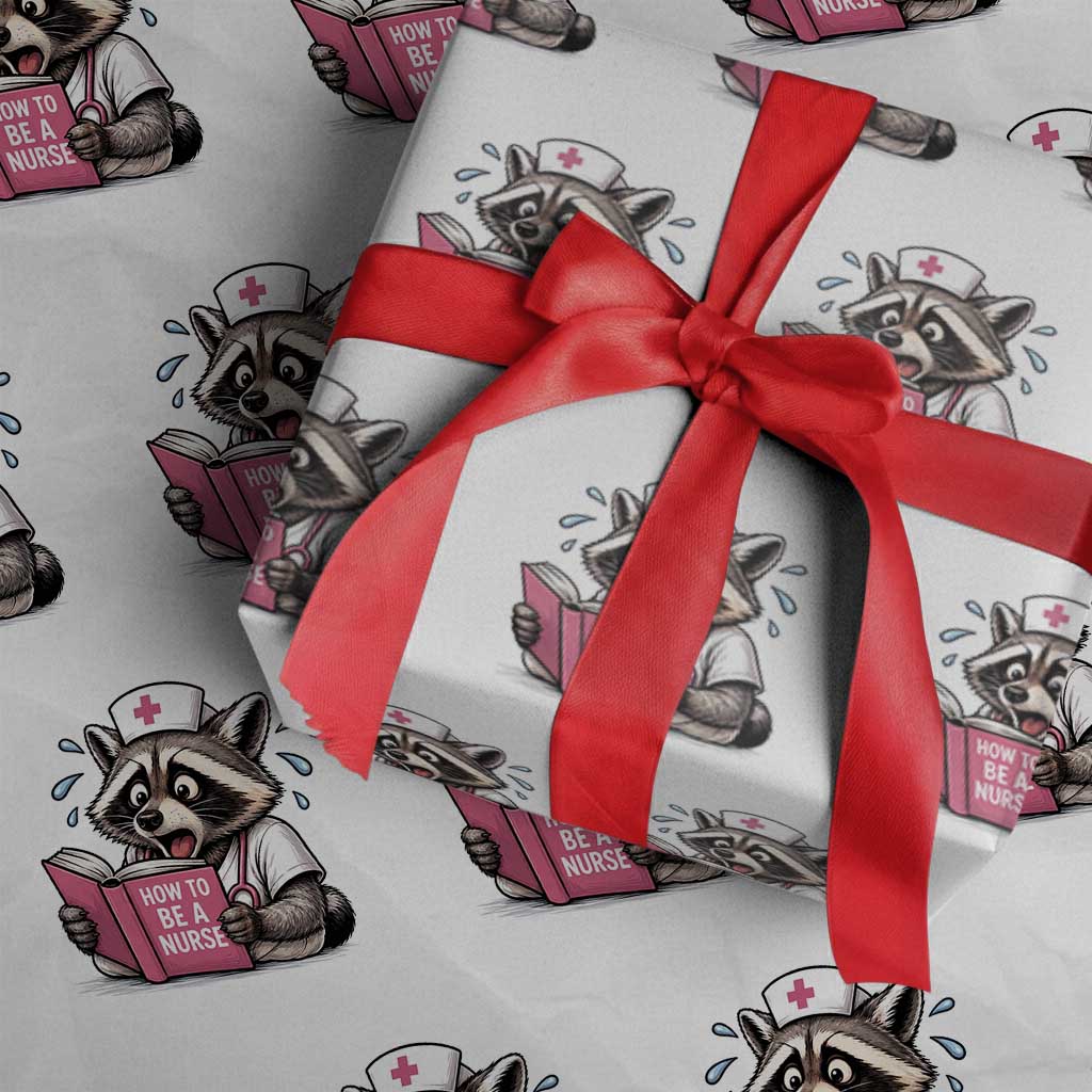 Funny Raccoon Nursing Student Healthcare Gift Wrapping Paper Roll TS12 White Print Your Wear