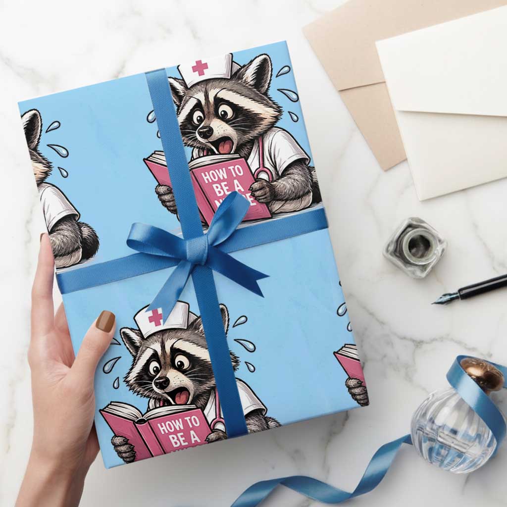 Funny Raccoon Nursing Student Healthcare Gift Wrapping Paper Roll