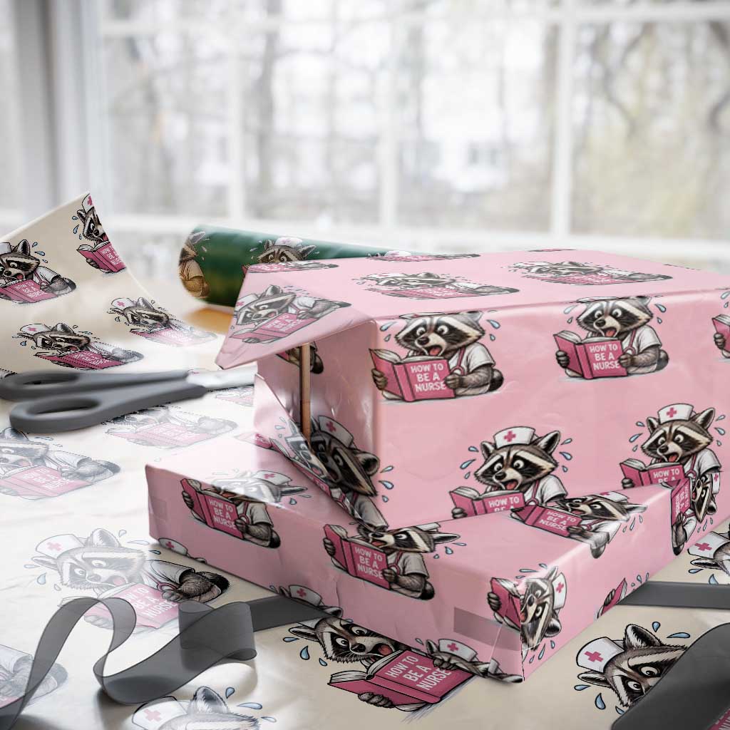 Funny Raccoon Nursing Student Healthcare Gift Wrapping Paper Roll