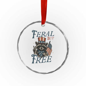 Funny Raccoon Patriotic Crystal Glass Ornament Feral But Free 4th Of July American Flag TS02 Print Your Wear