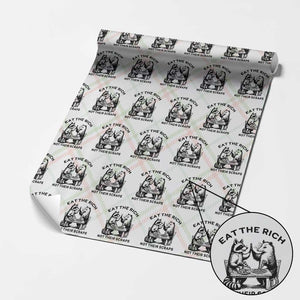 Funny Raccoon Possum Meme Wrapping Paper Roll Eat The Rich Not Their Scraps Sarcasm Retro Minimalist TS02 Christmas Plaid Print Your Wear