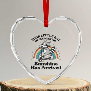 Funny Raccoon Rainbow Heart Crystal Glass Ornament Your Little Ray Of Sarcastic Sunshine Has Arrived TS14 Transparent Glass 3'' Heart Print Your Wear