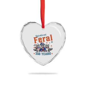 Funny Raccoon Red White And Feral USA 250 Anniversary Heart Crystal Glass Ornament TS12 Print Your Wear