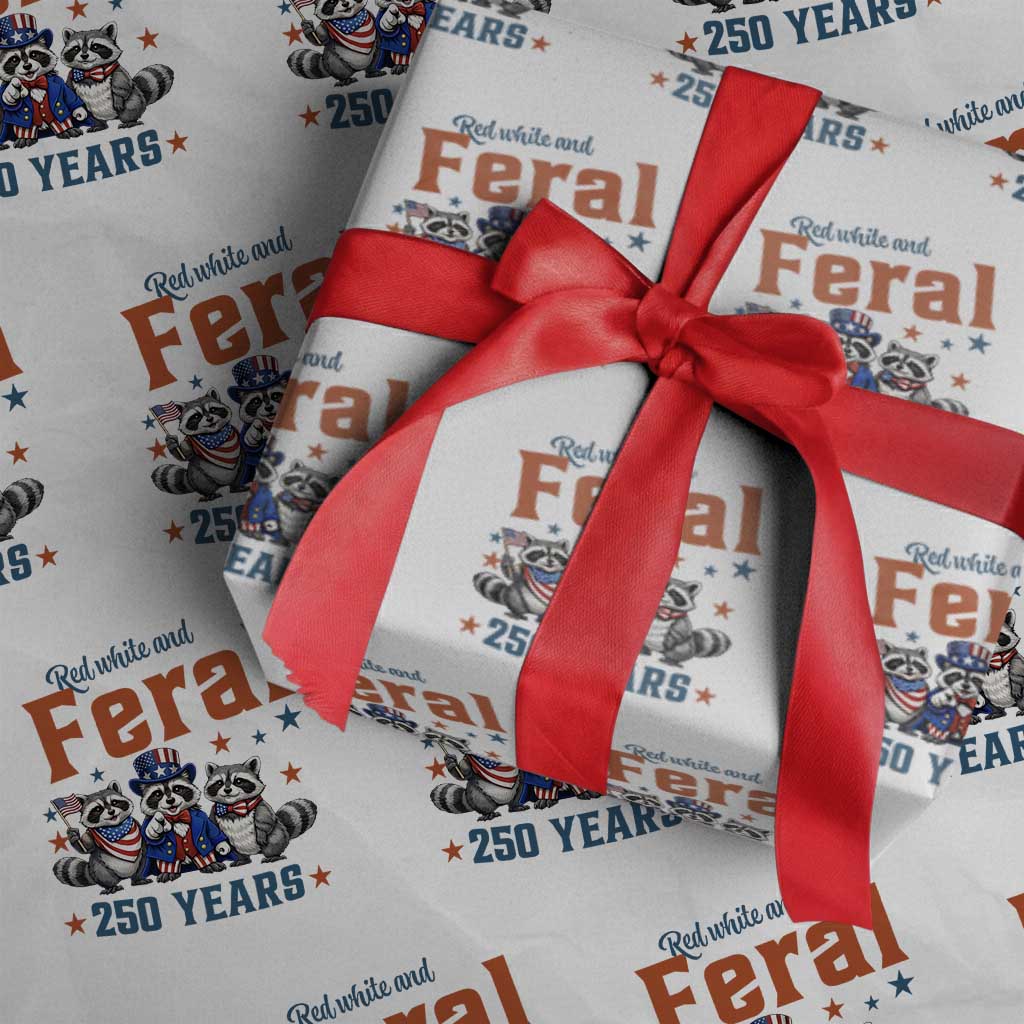 Funny Raccoon Red White And Feral America 250 Wrapping Paper Roll TS12 White Print Your Wear