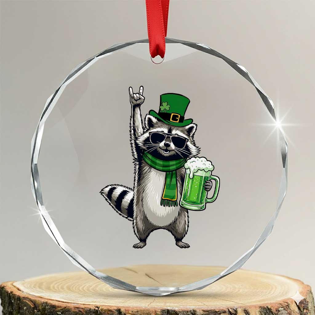 Funny Raccoon Rock On Crystal Glass Ornament St Patricks Day Gift TS12 Transparent Glass 3'' Circle Print Your Wear