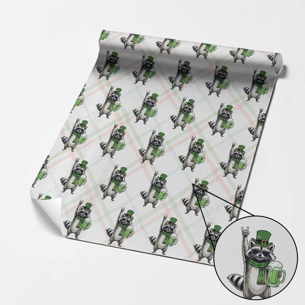 Funny Raccoon Rock On Wrapping Paper Roll St Patricks Day Gift TS12 Christmas Plaid Print Your Wear