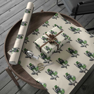Funny Raccoon Rock On Wrapping Paper Roll St Patricks Day Gift TS12 Beige Print Your Wear
