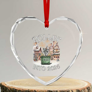 Funny Raccoon Rollin Into 2026 Heart Crystal Glass Ornament New Year Dumpster Fire Firework TS11 Transparent Glass 3'' Heart Print Your Wear