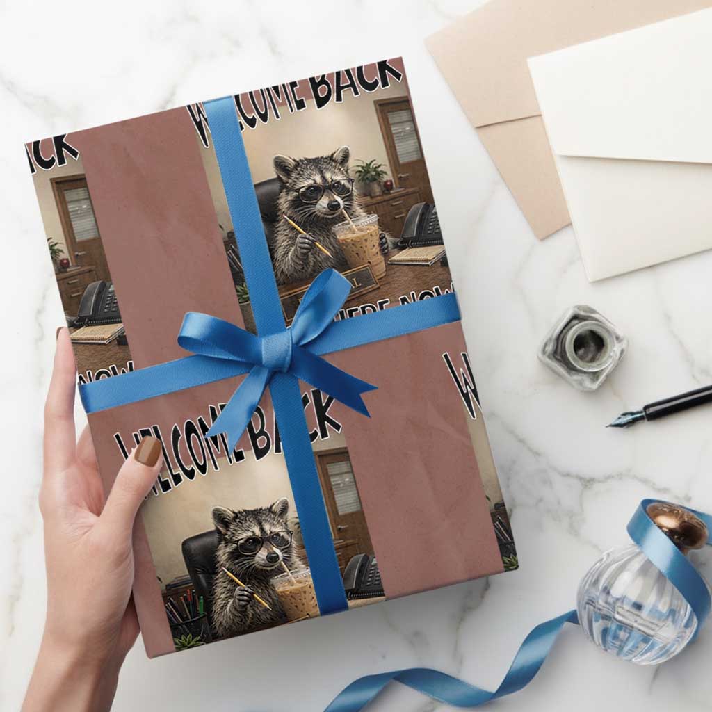 Funny Raccoon School Principal Wrapping Paper Roll Welcom Back To School TS14 Mocha Print Your Wear