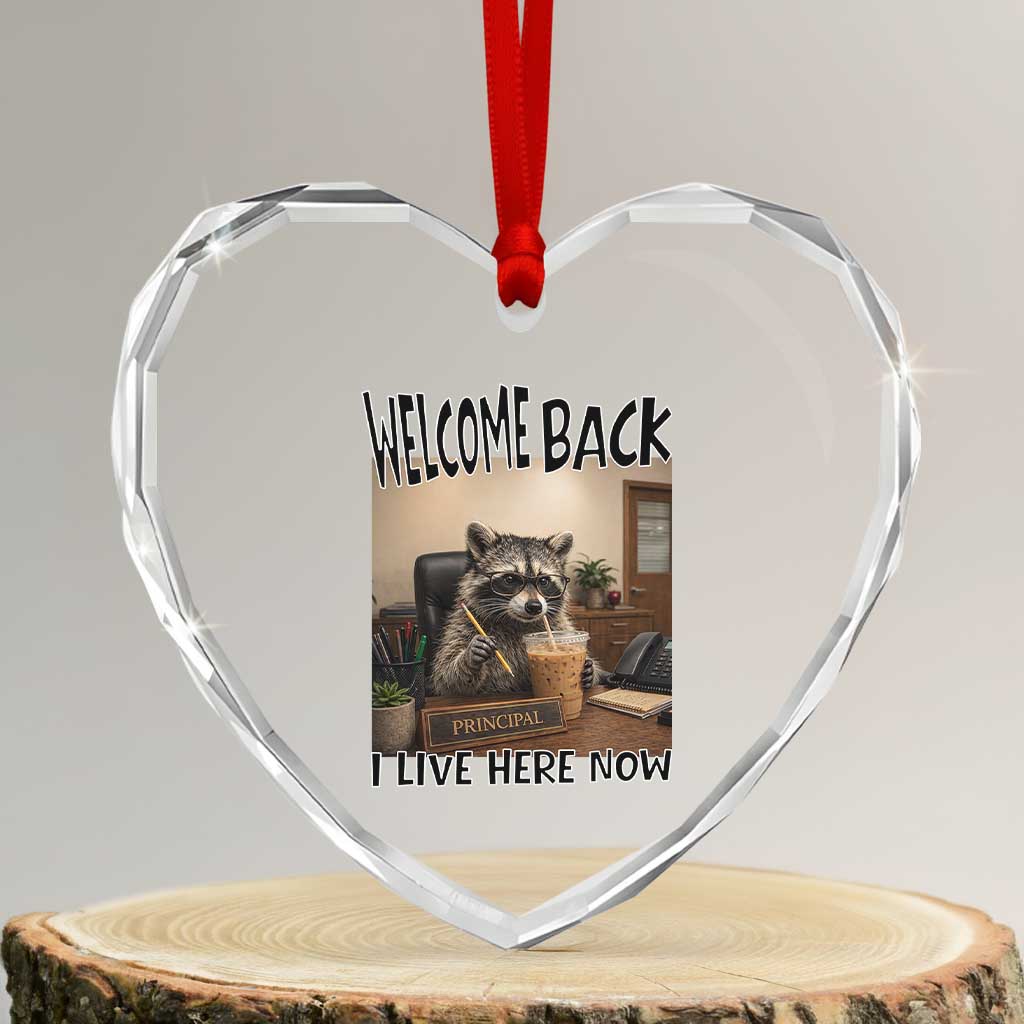 Funny Raccoon School Principal Heart Crystal Glass Ornament Welcom Back To School TS14 Transparent Glass 3'' Heart Print Your Wear