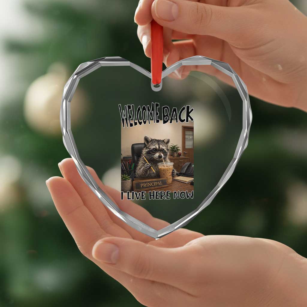 Funny Raccoon School Principal Heart Crystal Glass Ornament Welcom Back To School TS14 Print Your Wear