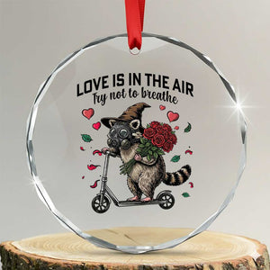 Funny Raccoon Scooter Anti Valentine Crystal Glass Ornament Love Is In The Air Try Not To Breathe TS14 Transparent Glass 3'' Circle Print Your Wear
