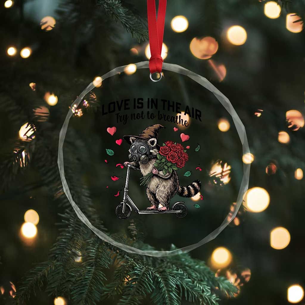 Funny Raccoon Scooter Anti Valentine Crystal Glass Ornament Love Is In The Air Try Not To Breathe TS14 Print Your Wear