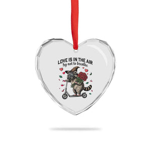 Funny Raccoon Scooter Anti Valentine Heart Crystal Glass Ornament Love Is In The Air Try Not To Breathe TS14 Print Your Wear