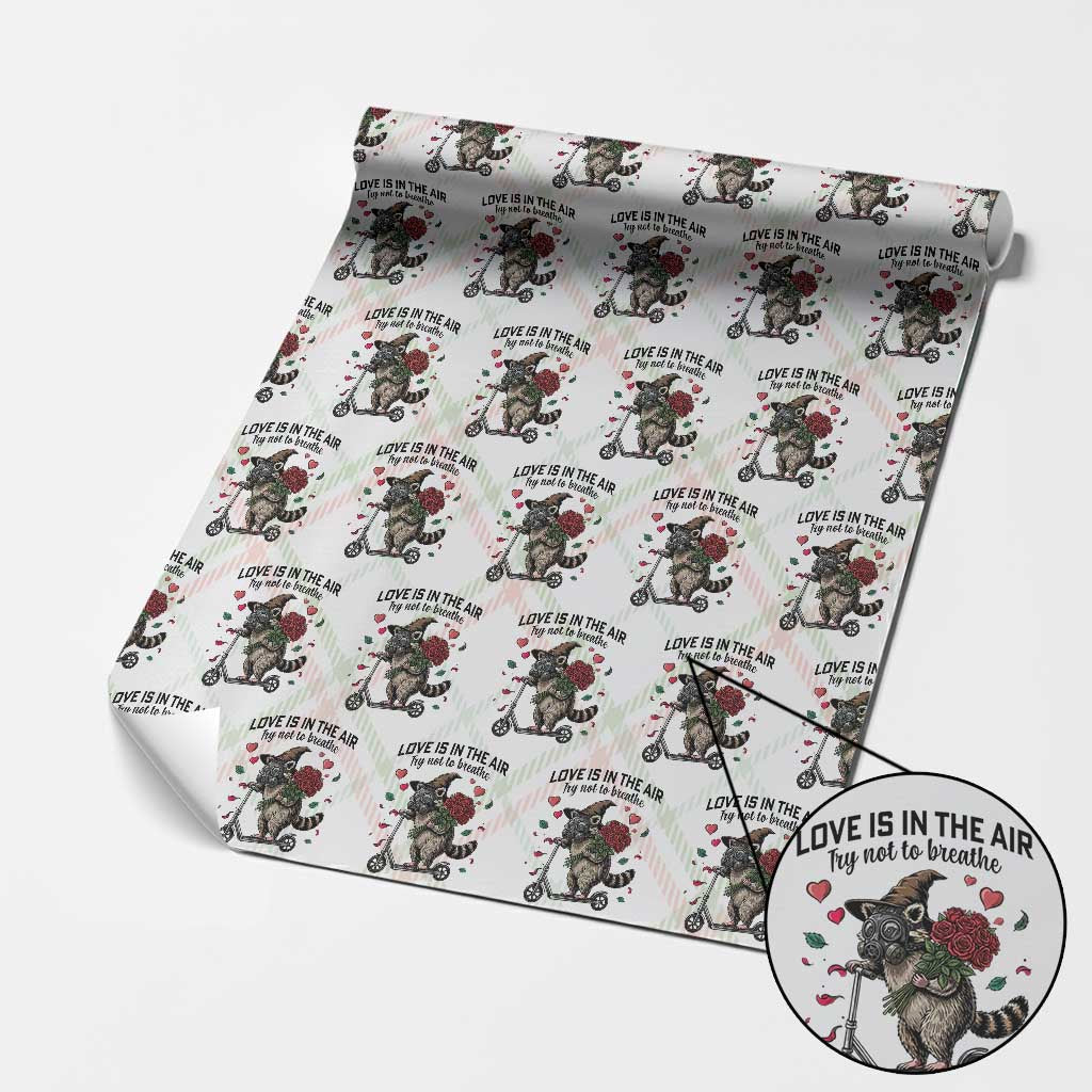 Funny Raccoon Scooter Anti Valentine Wrapping Paper Roll Love Is In The Air Try Not To Breathe TS14 Christmas Plaid Print Your Wear