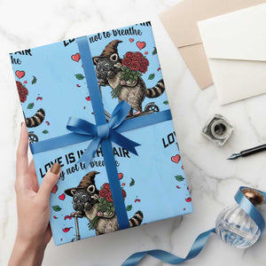 Funny Raccoon Scooter Anti Valentine Wrapping Paper Roll Love Is In The Air Try Not To Breathe TS14 Light Blue Print Your Wear