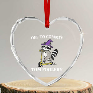 Funny Raccoon Scooter Meme Heart Crystal Glass Ornament Off To Commit Tom Foolery TS14 Transparent Glass 3'' Heart Print Your Wear