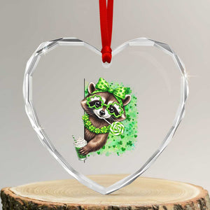 Funny Raccoon St Patricks Day Heart Crystal Glass Ornament Irish Party Animal Gift TS12 Transparent Glass 3'' Heart Print Your Wear