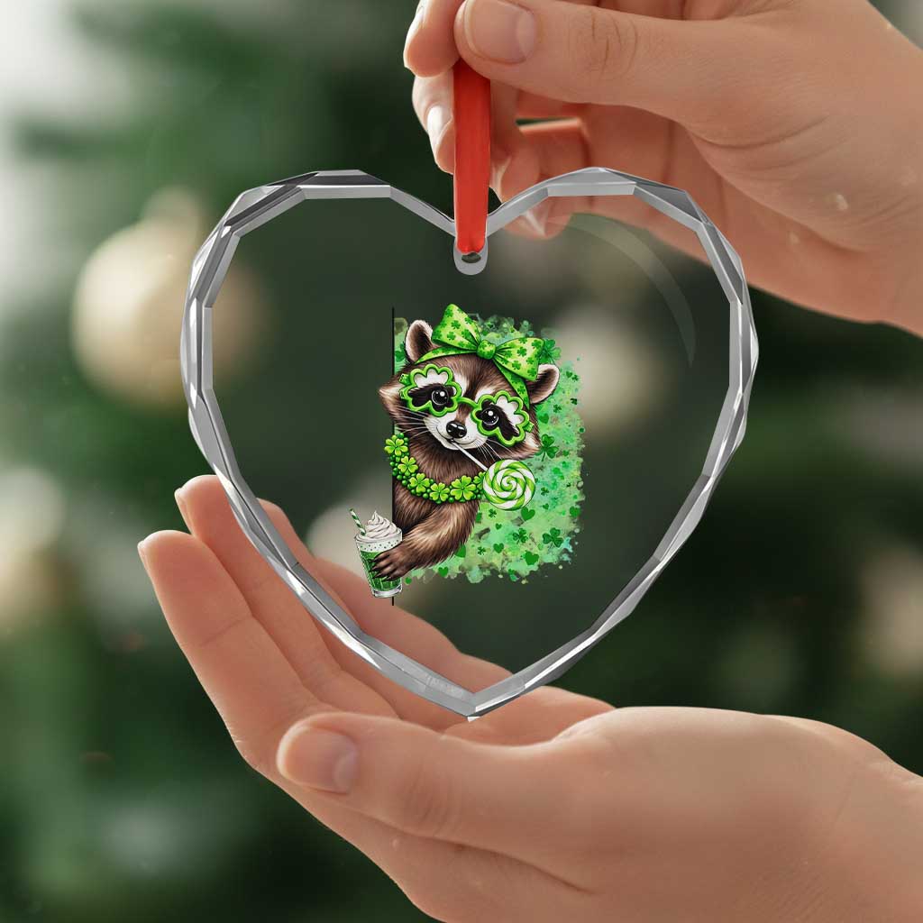 Funny Raccoon St Patricks Day Heart Crystal Glass Ornament Irish Party Animal Gift TS12 Print Your Wear