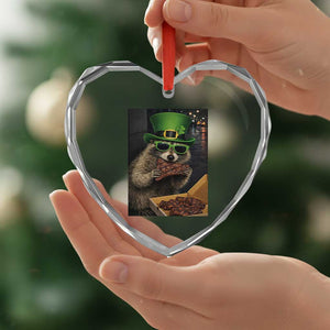 Funny Raccoon St Patrick's Day Heart Crystal Glass Ornament Raccoon Eating Corned Beef Meme TS14 Print Your Wear