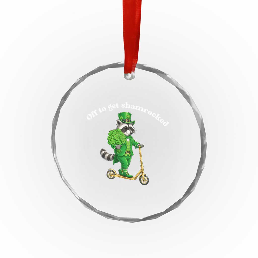 Funny Raccoon St Patricks Day Meme Crystal Glass Ornament Off To Get Shamrocked TS14 Print Your Wear