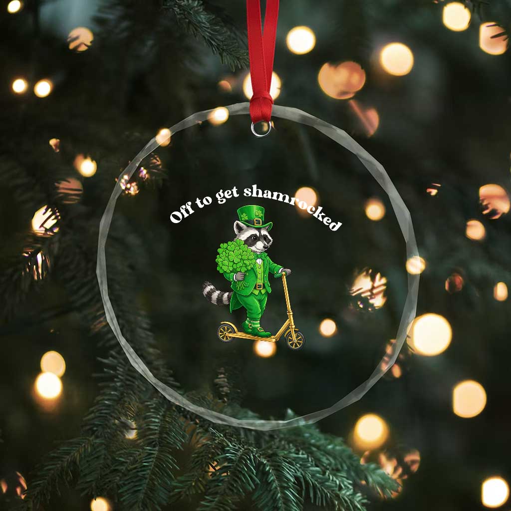 Funny Raccoon St Patricks Day Meme Crystal Glass Ornament Off To Get Shamrocked TS14 Print Your Wear