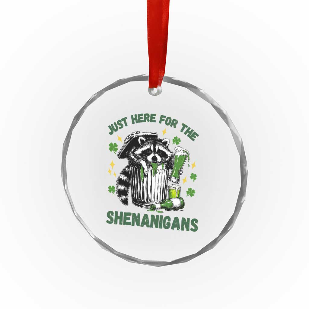 Funny Raccoon St Patricks Day Meme Crystal Glass Ornament Trash Panda Just Here For The Shenanigans TS14 Print Your Wear