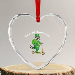Funny Raccoon St Patricks Day Meme Heart Crystal Glass Ornament Off To Get Shamrocked TS14 Transparent Glass 3'' Heart Print Your Wear