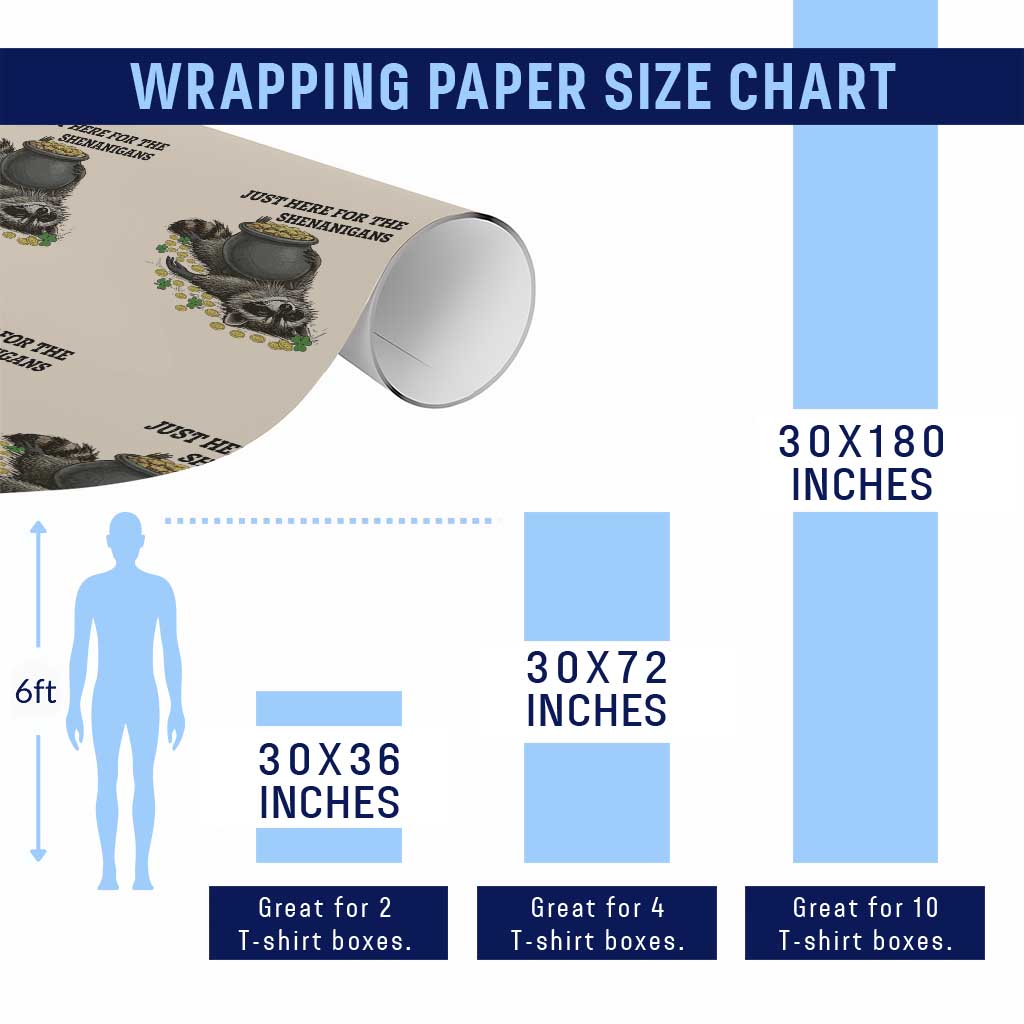 Funny Raccoon St Patricks Day Meme Wrapping Paper Roll Just Here For The Shenanigans TS14 Print Your Wear